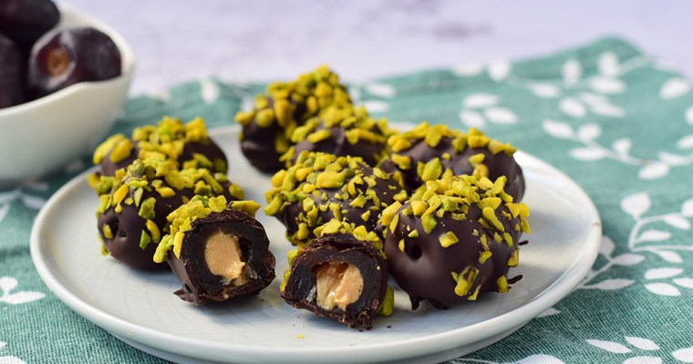 Peanut Butter Stuffed Chocolate Covered Dates